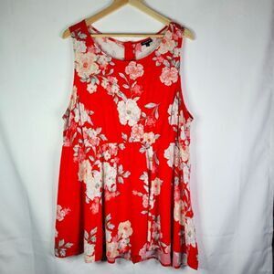 Torrid Red Floral Sleeveless Blouse